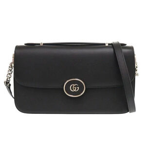 Gucci Double GG Leather Black Shoulder Bag